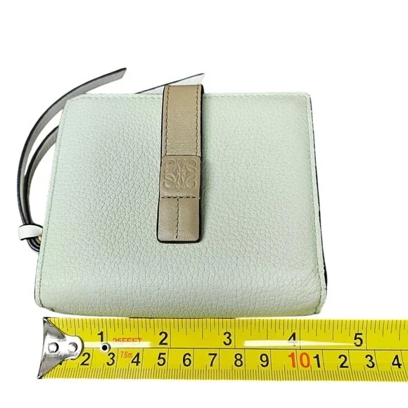 LOEWE Puzzle Bifold Wallet Leather Matcha Green Beige SET Box + Booklet AUTH - Picture 11 of 13